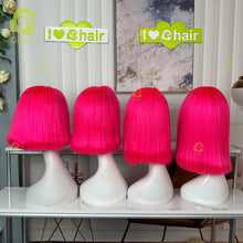 Load image into Gallery viewer, Ghair Pink Lace Front Wigs Human Hair Short Bob Wigs 13x4 Transparent Lace Wigs for Women