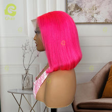 Load image into Gallery viewer, Ghair Pink Lace Front Wigs Human Hair Short Bob Wigs 13x4 Transparent Lace Wigs for Women