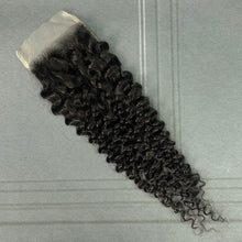 Load image into Gallery viewer, Ghair 4x4 Transparent Lace Closure Deep Curly Virgin Raw Hair N1B#