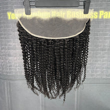 Load image into Gallery viewer, Ghair 13x4 Transparent Lace Frontal Kinky Curly Virgin Raw Hair N1B#