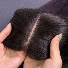 Load image into Gallery viewer, Ghair 7*10CM Straight Silk Base Hair Topper N1B# Natural Black 100% Virgin Human Hair for Thinning Hair & Daily Wear