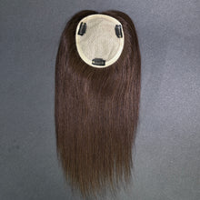 Load image into Gallery viewer, Ghair 12*13CM Straight Silk Base Hair Topper 2# Dark Brown 100% Virgin Human Hair for Thinning Hair & Daily Wear