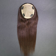 Load image into Gallery viewer, Ghair 14*16CM Straight Silk Base Hair Topper 2# Dark Brown 100% Virgin Human Hair for Thinning Hair & Daily Wear