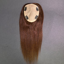 Load image into Gallery viewer, Ghair 13*15CM Straight Silk Base Hair Topper #4 Medium Brown 100% Virgin Human Hair for Thinning Hair & Daily Wear
