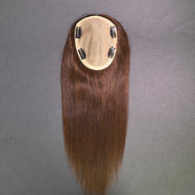 Load image into Gallery viewer, Ghair 14*16CM Straight Silk Base Hair Topper #4 Medium Brown 100% Virgin Human Hair for Thinning Hair & Daily Wear