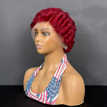 Load image into Gallery viewer, Ghair Pre Made 13x4 Transparent Lace Pixie Cut Wigs #99J Wine Red Human Hair Wigs Ready to Wear for Everyday & Special Occasions
