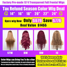 Load image into Gallery viewer, Ghair Wholesale Factory 13*4 Transparent Full Frontal Color Wig Deal 6pcs Wigs
