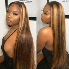 Load image into Gallery viewer, Ghair Highlight #4 27 5x5 Transparent Lace Closure Wigs Straight Colored Wig 100% Human Virgin Hair