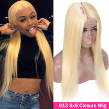 Load image into Gallery viewer, Ghair 5x5 Transparent Lace Closure Wigs #613 100% Peruvian Virgin 14A Human Hair 180% Density