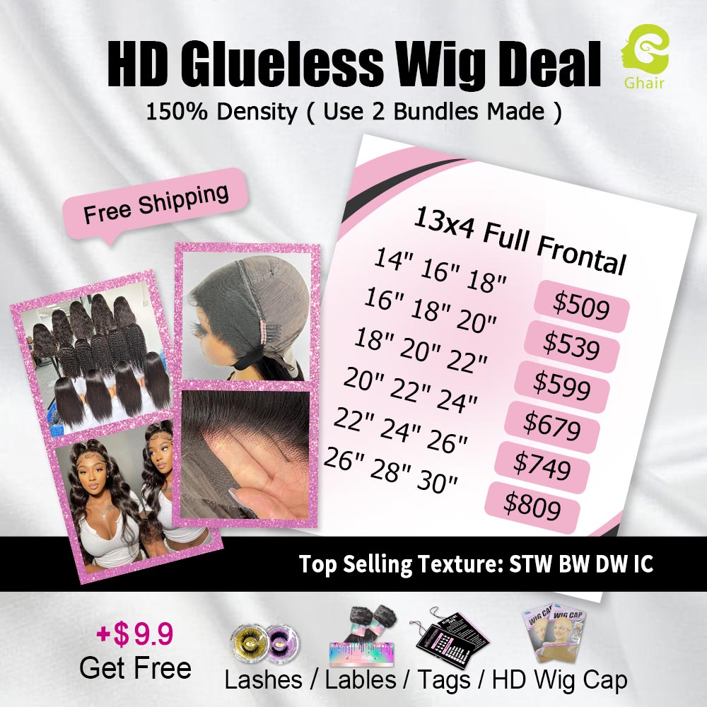 Ghair Wholesale HD Glueless Wig Deal 13x4 HD Lace Full Frontal Wigs