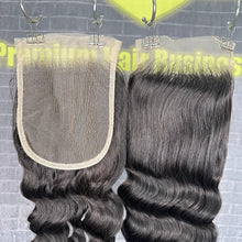 Load image into Gallery viewer, Ghair 5x5 Transparent Lace Closure Loose Deep Wave Virgin Hair N1B#

