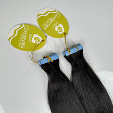Load image into Gallery viewer, G GHAIR Tape in Hair Extensions 22 Inch Natural Black Pu Tape in Real Human Hair Extensions Straight Hair 13 Pieces
