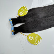 Load image into Gallery viewer, G GHAIR Tape in Hair Extensions 22 Inch Natural Black Pu Tape in Real Human Hair Extensions Straight Hair 13 Pieces
