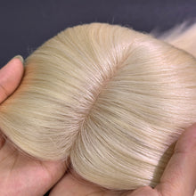 Load image into Gallery viewer, Ghair 14*16CM Straight Silk Base Hair Topper 613# Blonde Natural Black 100% Virgin Human Hair for Thinning Hair &amp; Daily Wear
