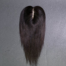Load image into Gallery viewer, Ghair 7*10CM Straight Silk Base Hair Topper N1B# Natural Black 100% Virgin Human Hair for Thinning Hair &amp; Daily Wear
