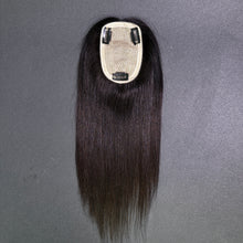 Load image into Gallery viewer, Ghair 8*12CM Straight Silk Base Hair Topper N1B# Natural Black 100% Virgin Human Hair for Thinning Hair &amp; Daily Wear
