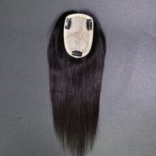 Load image into Gallery viewer, Ghair 9*14CM Straight Silk Base Hair Topper N1B# Natural Black 100% Virgin Human Hair for Thinning Hair &amp; Daily Wear
