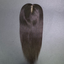 Load image into Gallery viewer, Ghair 14*16CM Straight Silk Base Hair Topper #NB Natural Black 100% Virgin Human Hair for Thinning Hair &amp; Daily Wear
