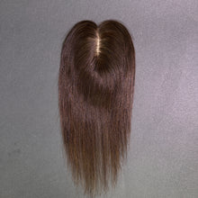 Load image into Gallery viewer, Ghair 7*10CM Straight Silk Base Hair Topper 2# Dark Brown 100% Virgin Human Hair for Thinning Hair &amp; Daily Wear
