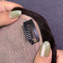 Load image into Gallery viewer, Ghair 13*15CM Straight Silk Base Hair Topper 2# Dark Brown 100% Virgin Human Hair for Thinning Hair &amp; Daily Wear
