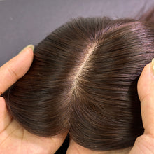 Load image into Gallery viewer, Ghair 9*14CM Straight Silk Base Hair Topper #4 Medium Brown 100% Virgin Human Hair for Thinning Hair &amp; Daily Wear
