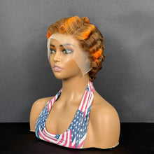 Load image into Gallery viewer, Ghair Pre Made 13x4 Transparent Lace Pixie Cut Wigs #4/350 Dark Brown &amp; Copper Red Human Hair Wigs Ready to Wear for Everyday &amp; Special Occasions
