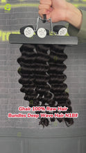 Load and play video in Gallery viewer, Ghair 100% Raw Hair Bundles Deep Wave Hair N1B#

