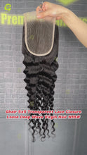 Load and play video in Gallery viewer, Ghair 5x5 Transparent Lace Closure Loose Deep Wave Virgin Hair N1B#
