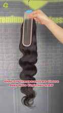 Load and play video in Gallery viewer, Ghair 2x6 Transparent Lace Closure Body Wave Virgin Hair N1B#
