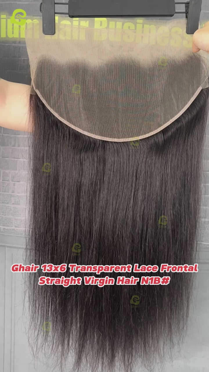 Ghair 13x6 Transparent Lace Frontal Straight Virgin Hair N1B#