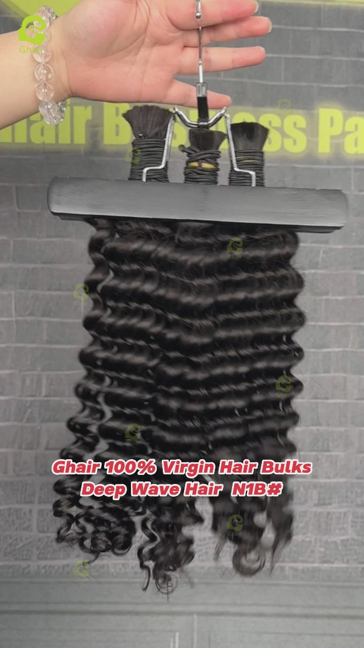 Ghair 100% Virgin Hair Bulk Deep Wave Hair N1B#