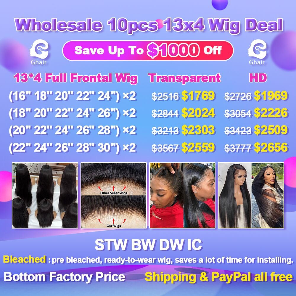 Ghair Wholesale 10pcs 13x4 Wig Deal 100% Human Virgin Hair