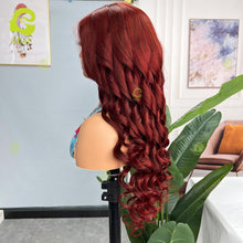 Load image into Gallery viewer, Ghair Dark Red 5x5 Transparent Lace Closure Wigs 100% Human Virgin Hair Body Wave Colored Wig

