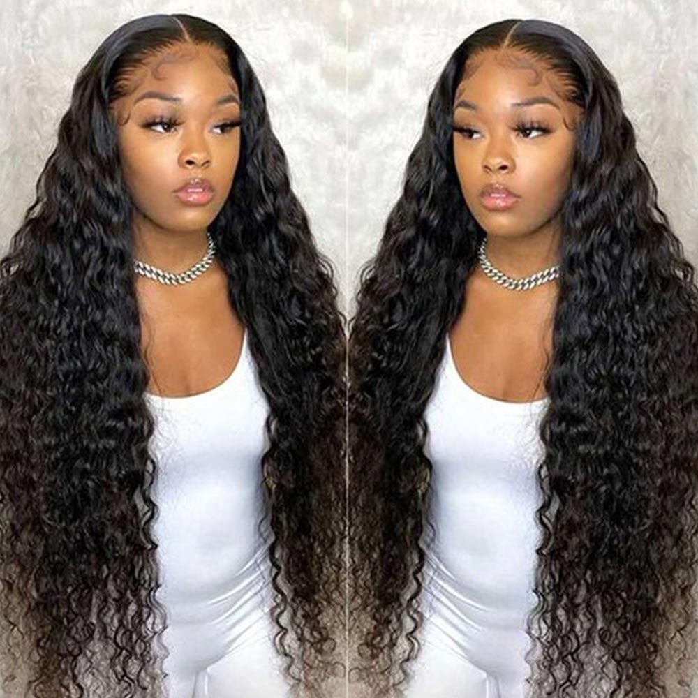 Ghair Italian Curly 13x4 Transparent Lace Frontal Wigs 100% Peruvian Virgirn Human Hair 180% Density